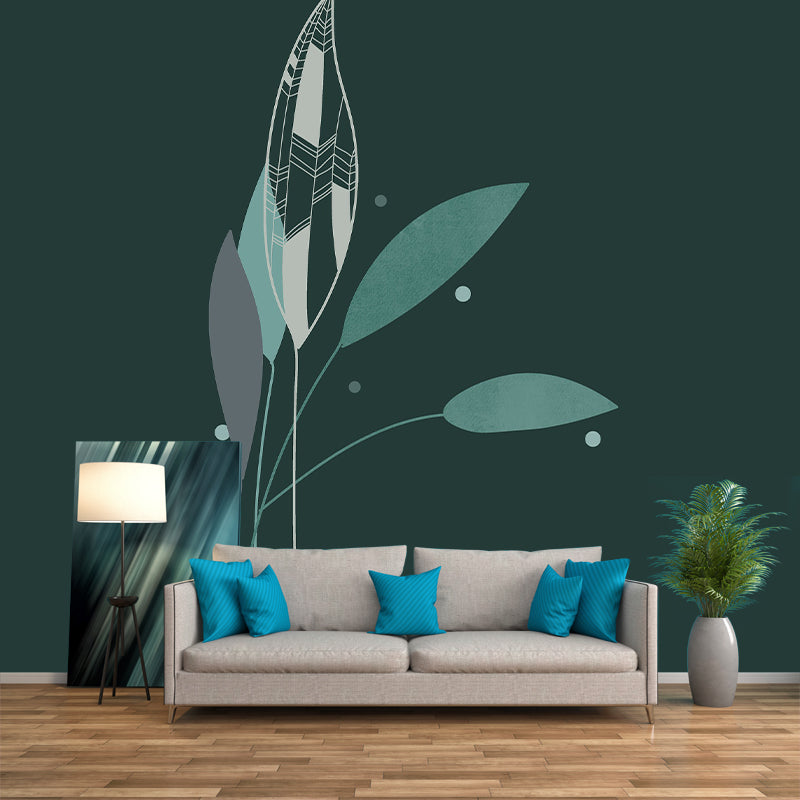 Simple Botanical Illustration Mural Moisture Resistant for Wall Decoration