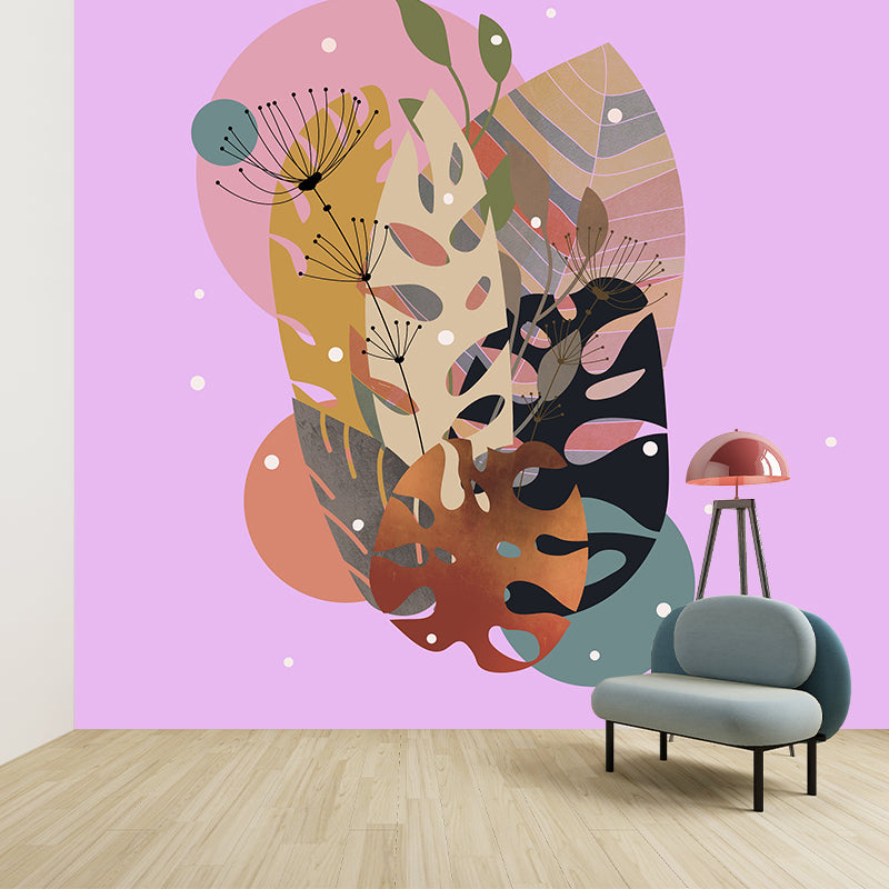 Illustration Art Plant Mural Moisture Resistant for Wall Decoration