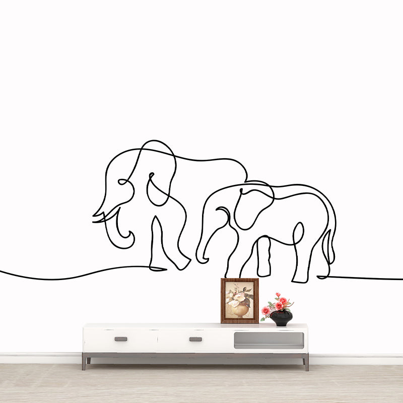 Illustration Lineart Mural Moisture Resistant for Living Room Wall Decor