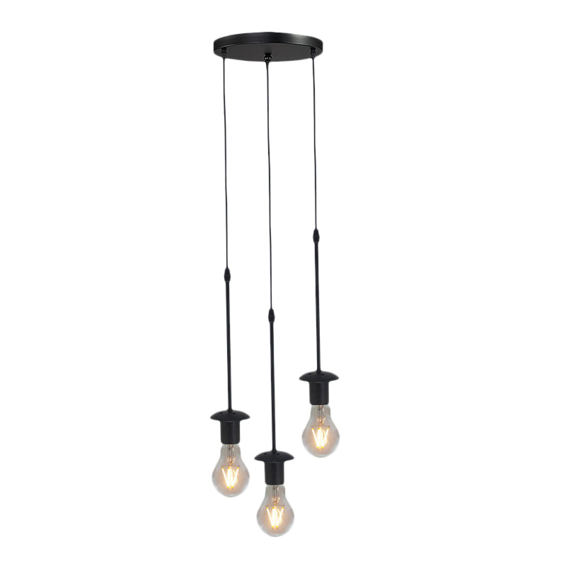 Bulbo esposto di ferro Drape a soffitto Light Loft 5/10 Heads Bistro Light Multi Light Accensione in tettoia nera, rotonda/lineare