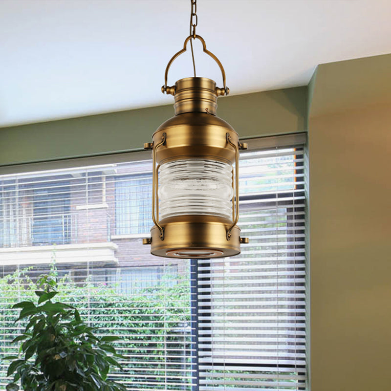 1 ampoule suspendue suspendue Light Factory Room Plafond Plafond avec bouteille en verre transparent en laiton
