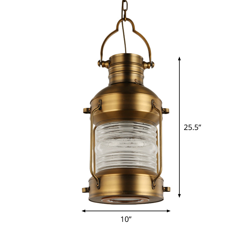 1 ampoule suspendue suspendue Light Factory Room Plafond Plafond avec bouteille en verre transparent en laiton