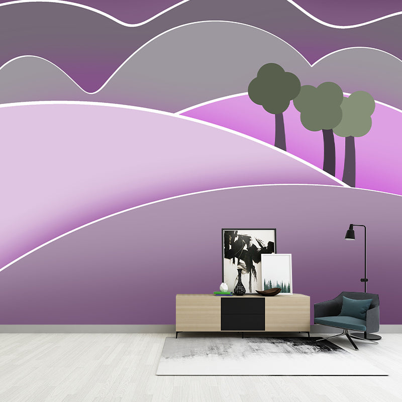 Abstract Mountain Illustration Mural Moisture Resistant for Living Room and Room Wall Decor