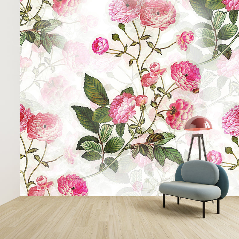 Flower Print Illustration Horizontal Mural for Living Room Wall Decoration