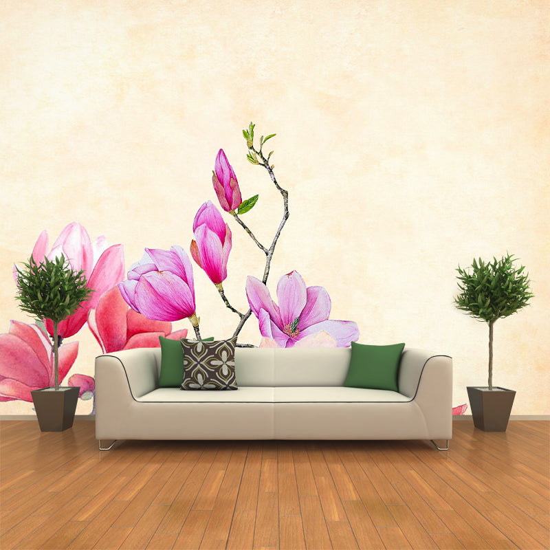 Illustrator Flower Print Wall Mural for Living Room Wall Decoration