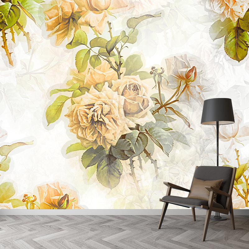 Illustrator Flower Print Wall Mural for Living Room Wall Decoration