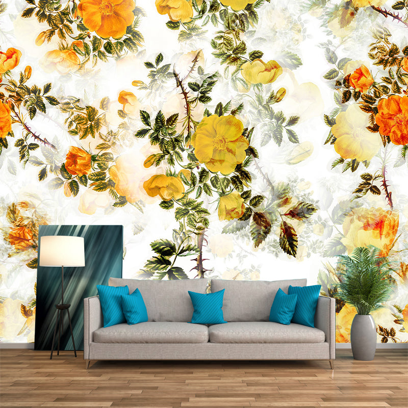 Illustrator Flower Print Wall Mural for Living Room Wall Decoration