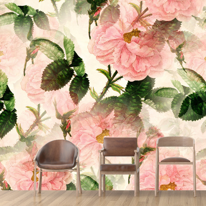 Romantic Flower Illustration Mural for Living Room and Bedroom Wall Decoration