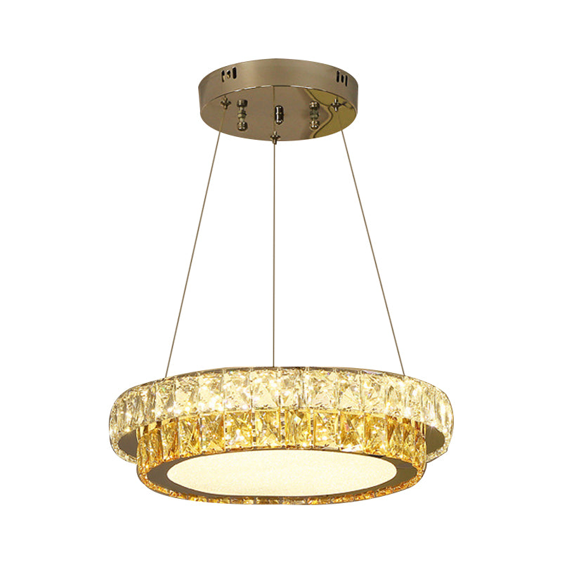2-stufige runde LED Hanging Lampe Moderne Goldkristall eingebetteter Kronleuchter für Esszimmer, 16 "/23,5" /31,5 "Dia
