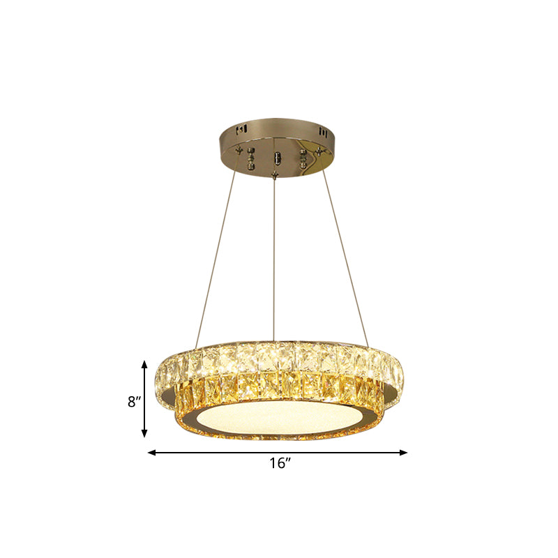 2-stufige runde LED Hanging Lampe Moderne Goldkristall eingebetteter Kronleuchter für Esszimmer, 16 "/23,5" /31,5 "Dia
