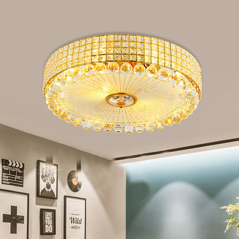 Beveled Crystal Silver/Gold Flush Mount Circle Minimalism LED Ceiling Light Fixture, 16/23.5 Inch Dia
