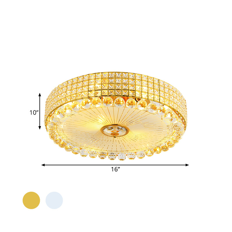 Beveled Crystal Silver/Gold Flush Mount Circle Minimalism LED Ceiling Light Fixture, 16/23.5 Inch Dia