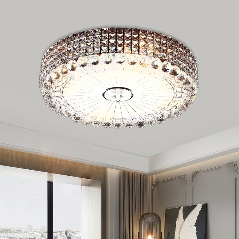 Beveled Crystal Silver/Gold Flush Mount Circle Minimalism LED Ceiling Light Fixture, 16/23.5 Inch Dia