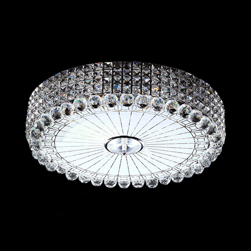 Beveled Crystal Silver/Gold Flush Mount Circle Minimalism LED Ceiling Light Fixture, 16/23.5 Inch Dia