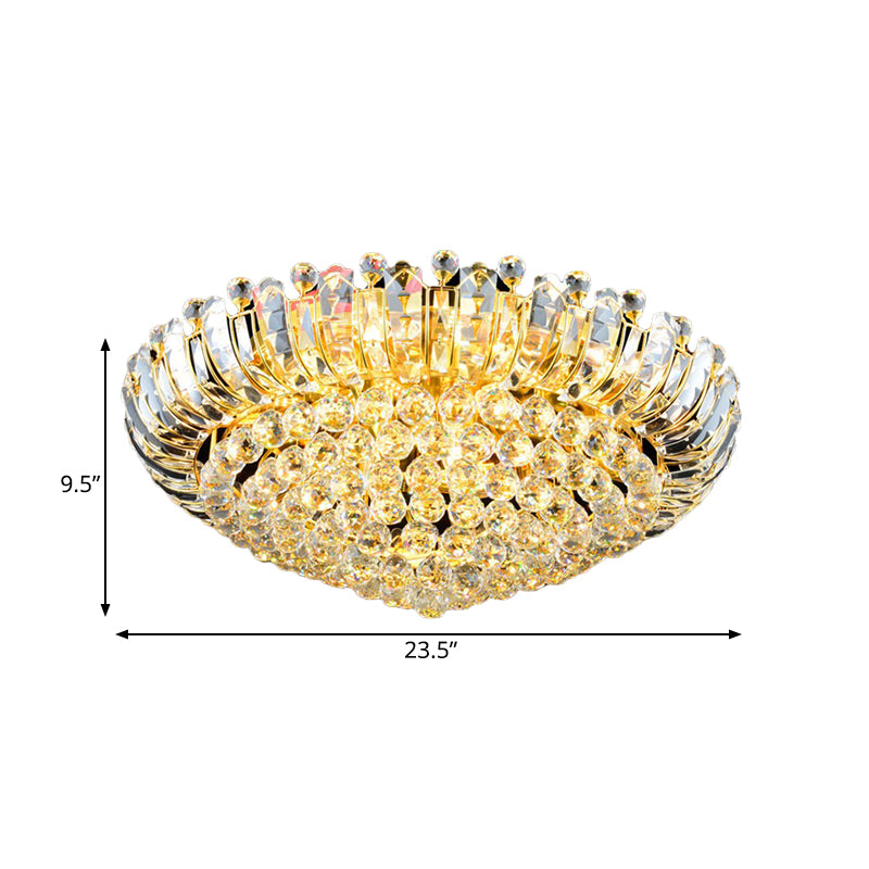 LED Flush Mount Chandelier Simple Stylish Pointed Crystal Orb  Flush Ceiling Light in Gold