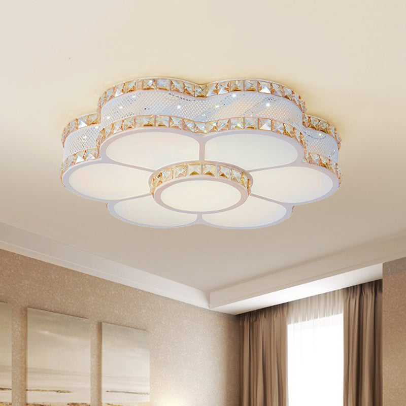 Sunflower Living Room Flushmount Modern Metal Gold LED Ceiling Mount Lamp with Beveled Crystal Trim, 19.5"/23.5" Wide