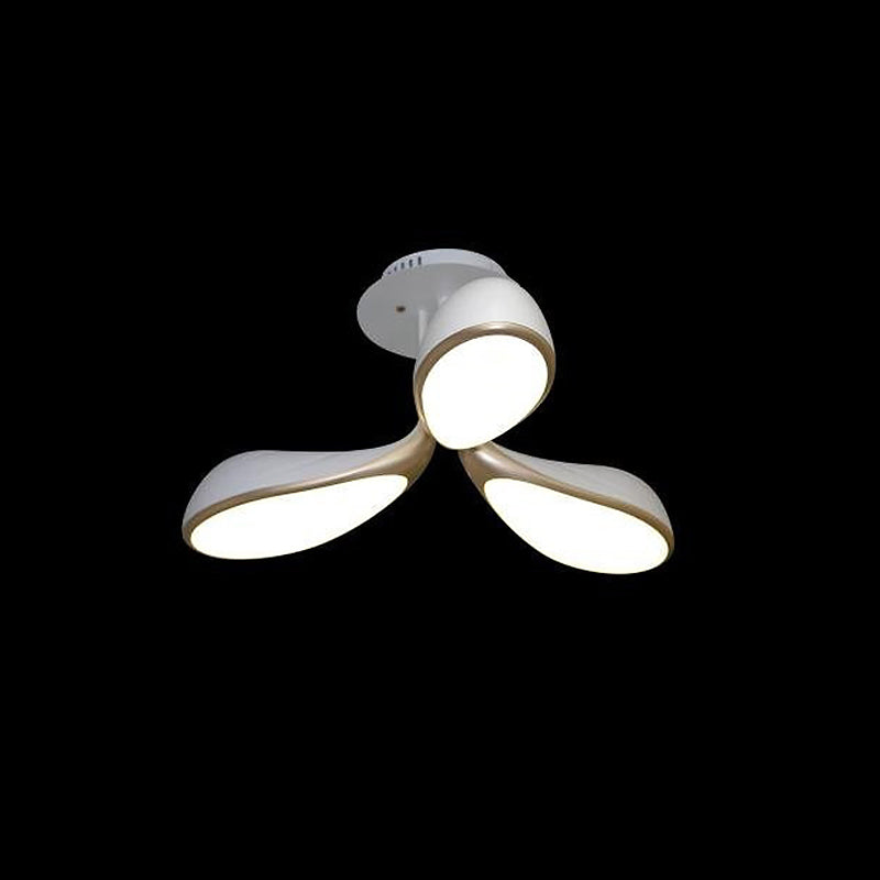 Luz de techo semi-flusco de dormitorio oval Metálico 3 luces Modernista Montaje de montaje de altura LED en blanco