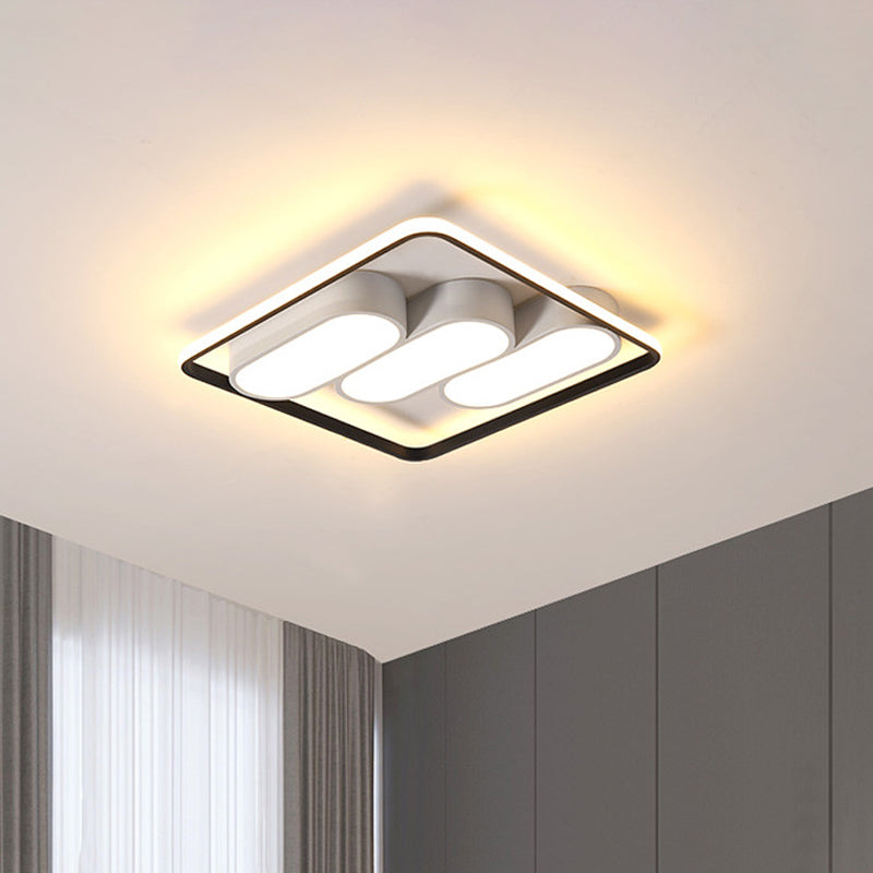 White and Black Square Frame Flushmount Modernism LED Metal Flush Mount Ceiling Light