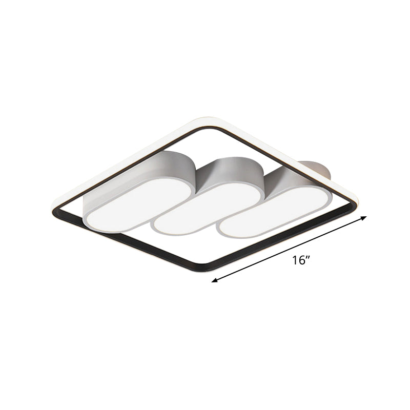 White and Black Square Frame Flushmount Modernism LED Metal Flush Mount Ceiling Light