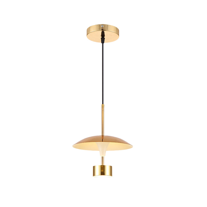 10"/14" W Domed Metallic Suspension Light Modern LED Gold Ceiling Pendant Lamp for Dining Room