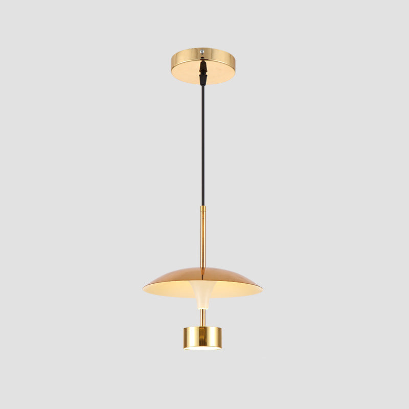 10"/14" W Domed Metallic Suspension Light Modern LED Gold Ceiling Pendant Lamp for Dining Room