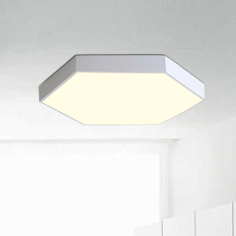 Modern Led Flush Mount with Metal Shade Gray/Yellow/Blue Hexagon Flush Mount Fixture in White/Warm Light, 16"/19.5"/23.5" Wide
