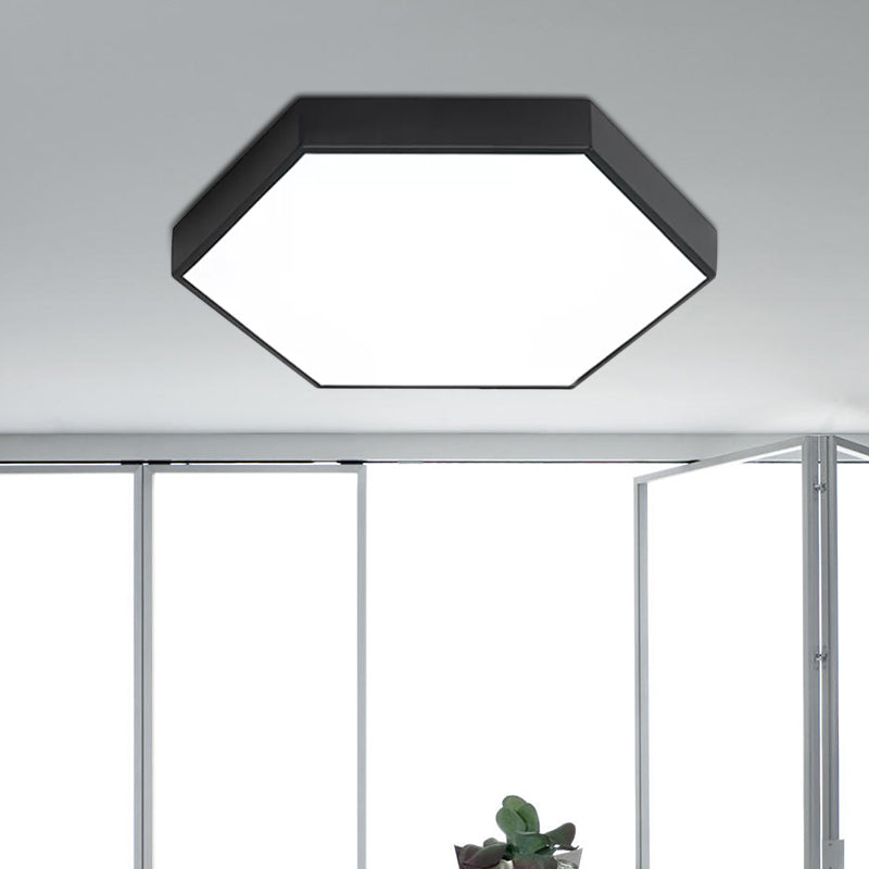 Modern Led Flush Mount with Metal Shade Gray/Yellow/Blue Hexagon Flush Mount Fixture in White/Warm Light, 16"/19.5"/23.5" Wide