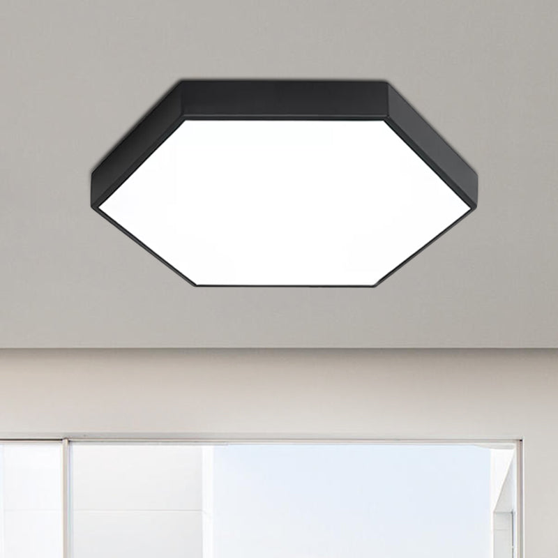 Modern Led Flush Mount with Metal Shade Gray/Yellow/Blue Hexagon Flush Mount Fixture in White/Warm Light, 16"/19.5"/23.5" Wide