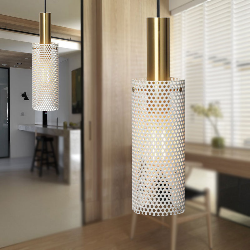 Hohldesign Zylinder hängende Lampe Metall 1 Leichter einfacher Mini -Anhänger in Schwarz/Weiß