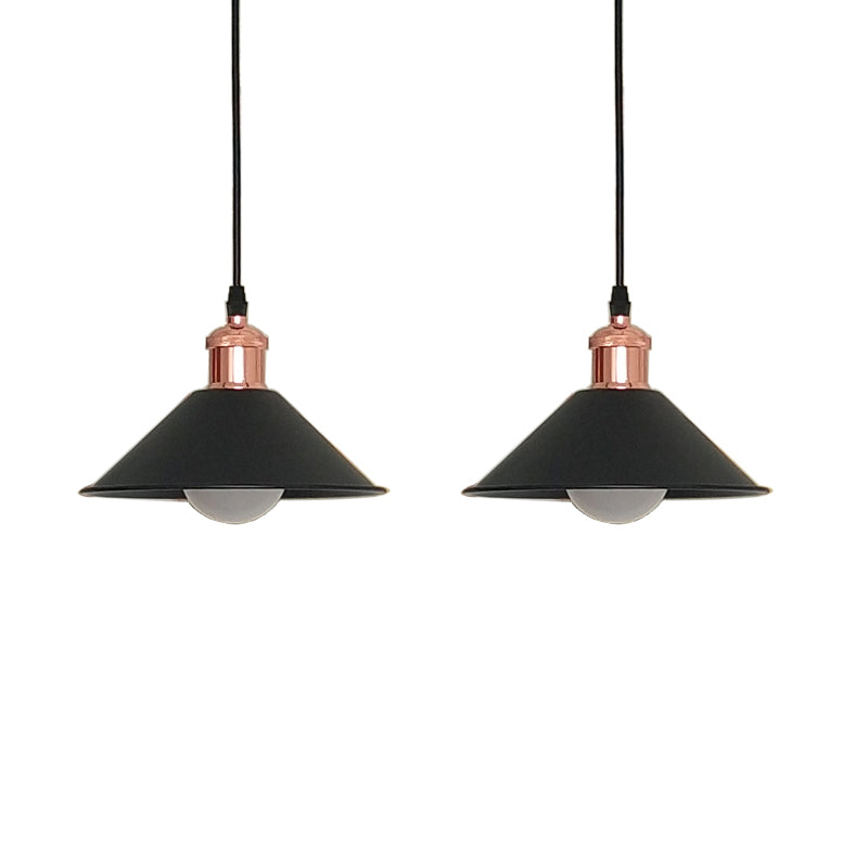 Modernist Style Conical Suspended Lamp 1 Light Metallic Hanging Light Fixture in Black/White for Living Room