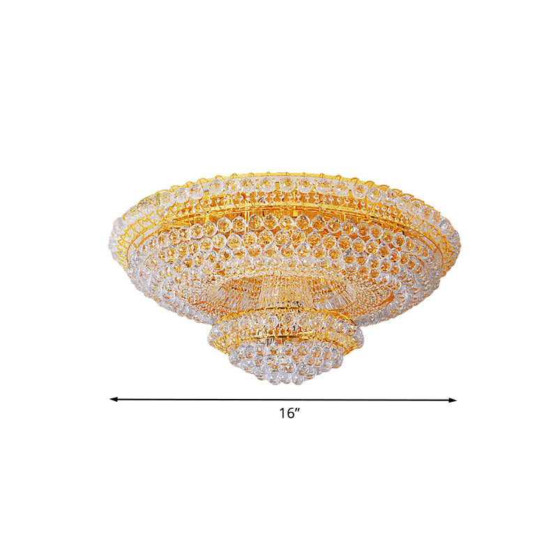 Tiered Facetée Crystal Orb Flush Mount Modern Stylish 8-Light Parlor Ceiling Mount Chandelier
