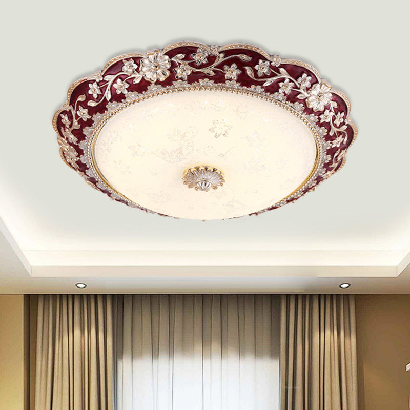 Fragmentarisches Blumenharz Flushmount Vintage LED-Schlafzimmer Flush Mount Deckenleuchte in Blau/Rot