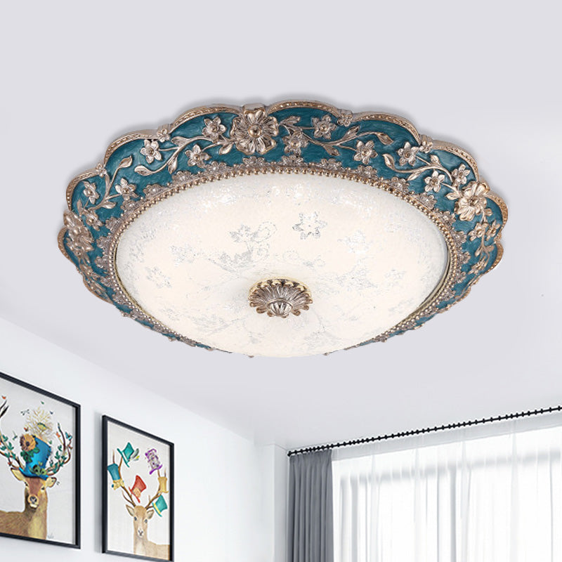 Fragmentarisches Blumenharz Flushmount Vintage LED-Schlafzimmer Flush Mount Deckenleuchte in Blau/Rot