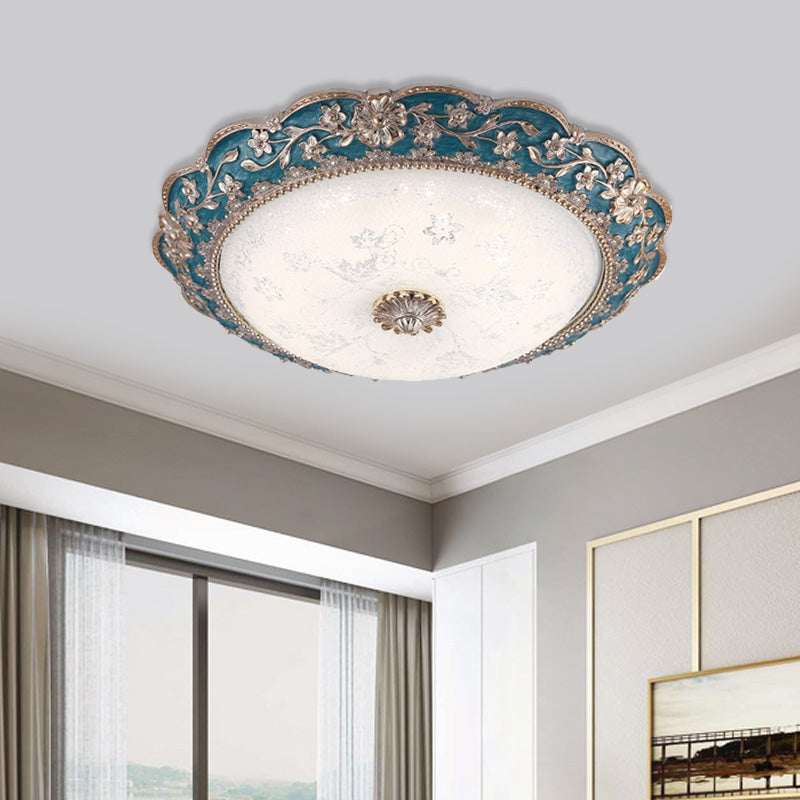 Fragmentarisches Blumenharz Flushmount Vintage LED-Schlafzimmer Flush Mount Deckenleuchte in Blau/Rot