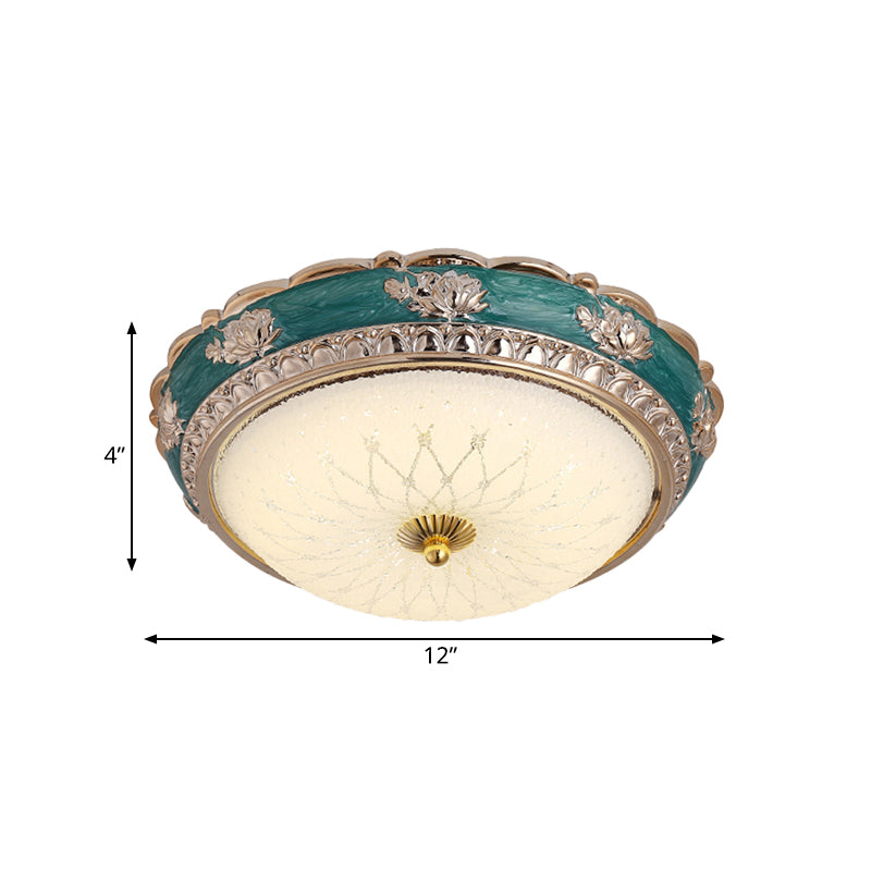 LED Domed Flushmount Lighting Nordic Blue Finish Frosted Glass Flush Ceiling Lamp Fixture, 12"/16" Dia