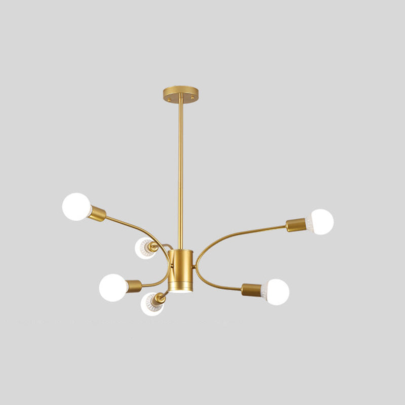 Modernist Sputnik Chandelier Lamp Metallic 6/8/12 Lights Living Room Ceiling Pendant Light in Gold