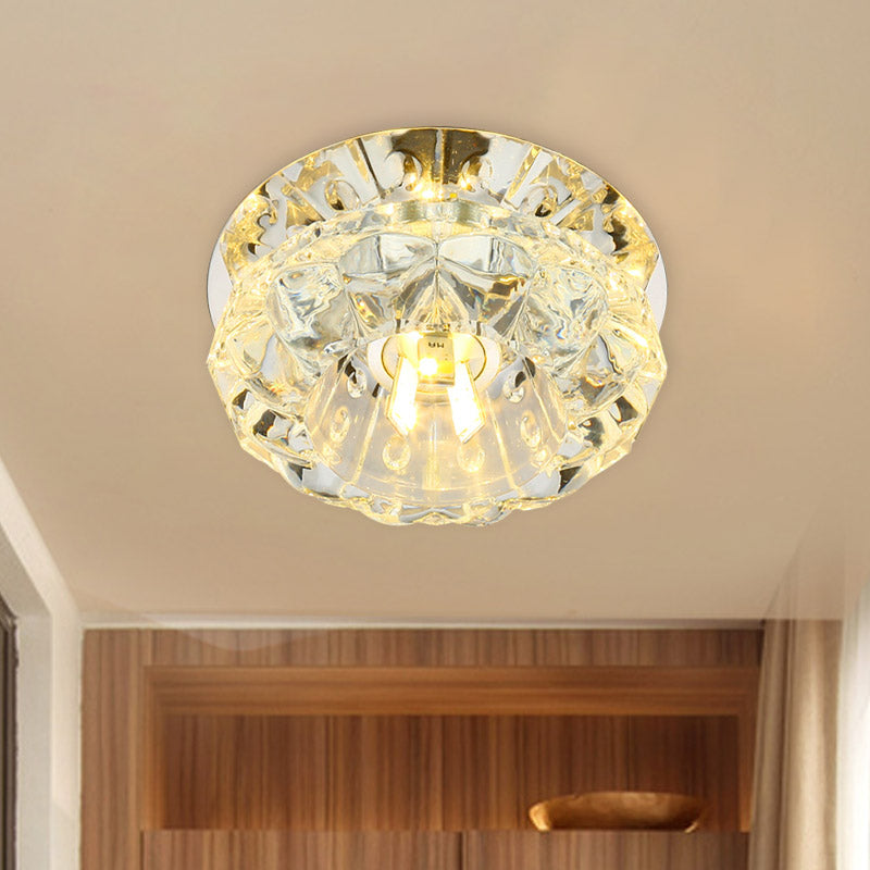 Minimalist Flower Flush Mount Lamp LED Beveled Crystal Ceiling Lighting for Corridor