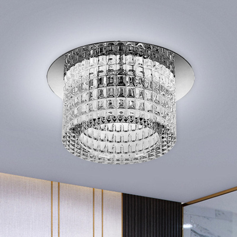 Heldere Prismatic Crystal Cilinder Plafond Lamp Moderne LED Flush Mount Verlichting in Warm/Wit Licht