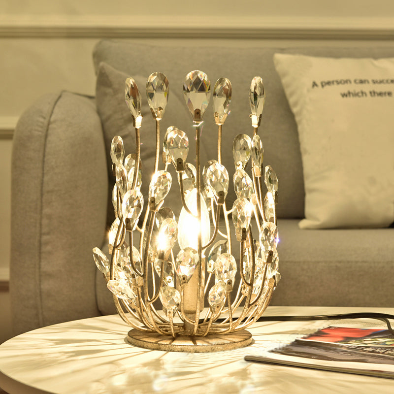 Accensione da tavolo a 1 luci Classico Crystal Drop Crystal Droplette in argento/oro per soggiorno