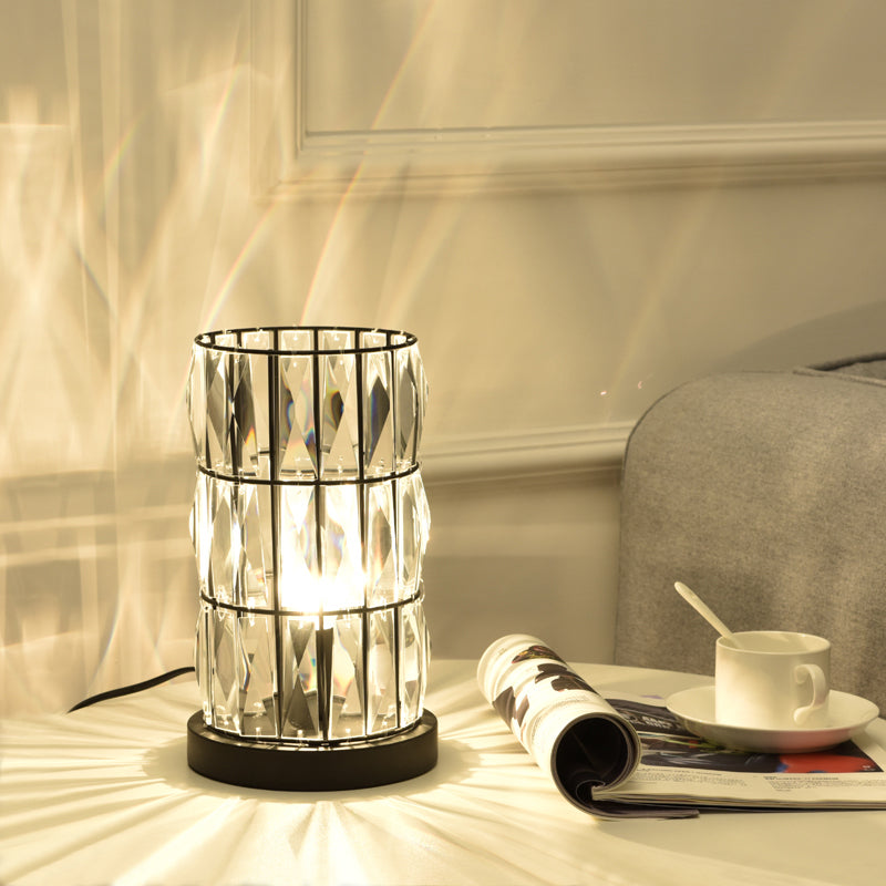 Black Cylinder Night lampe Crystal Clear 1 Light Light Light Light