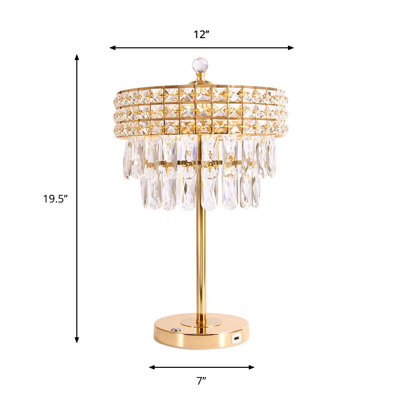 Lampada da comodino a led oro campagna limpida sedute di cristallo illuminazione notturna per camera da letto