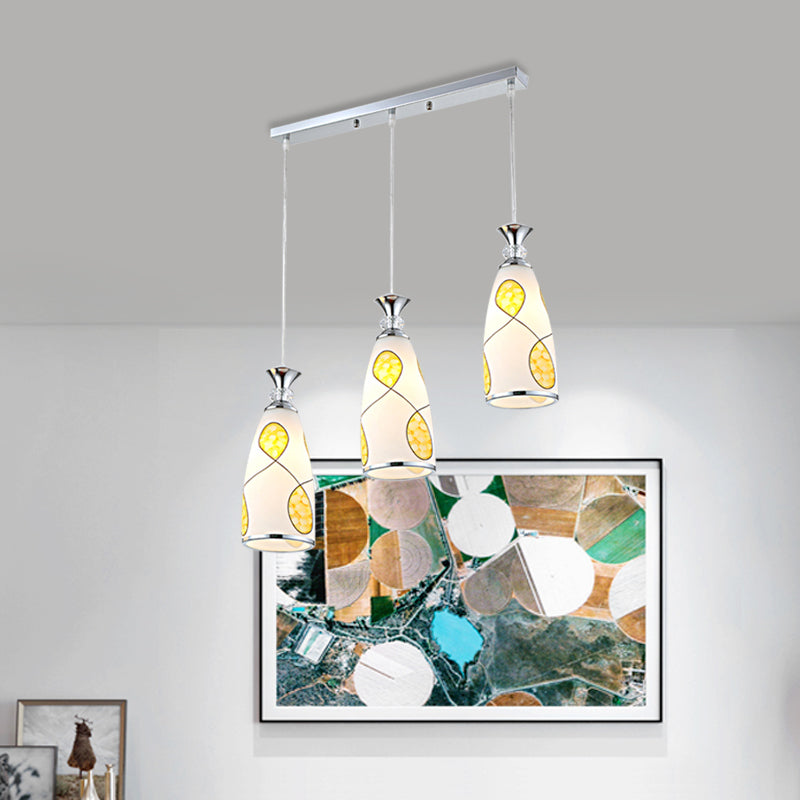 Modernista oblungo multiplo a sospensione a 3 luci a 3 luci lampada a sospensione in goccia in vetro in nero/cromo con baldacchino rotondo/lineare