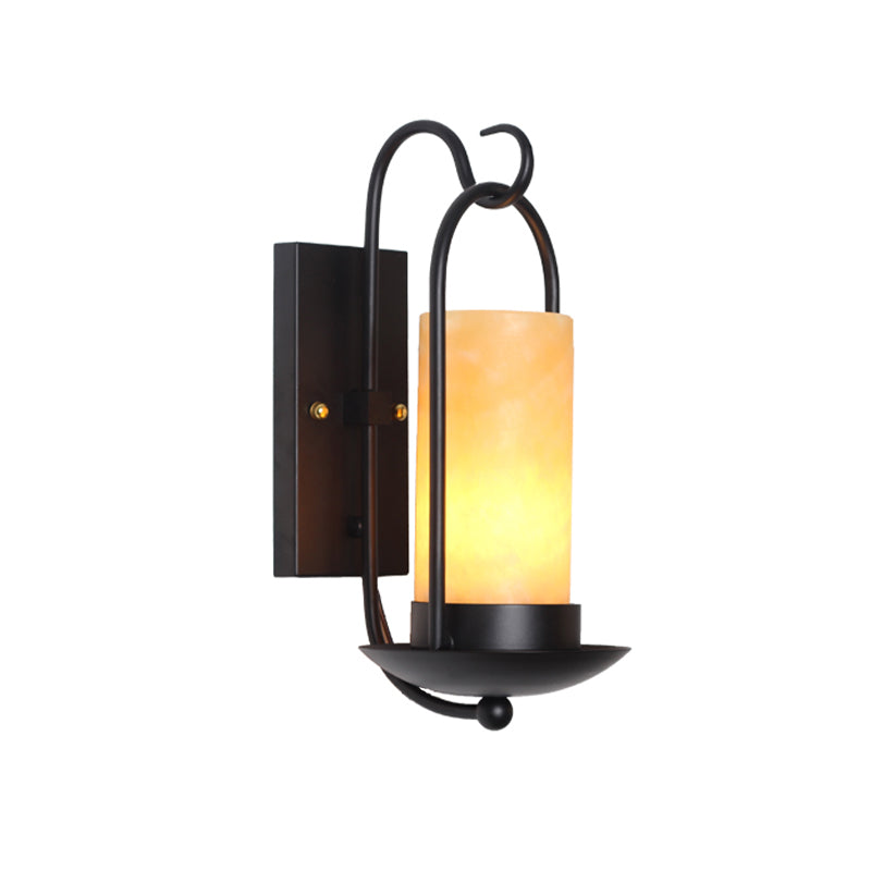 Éclairage mural noir 1 Bulbe Counderyside Marble Cylindrical Mur Wall Light for Outdoor