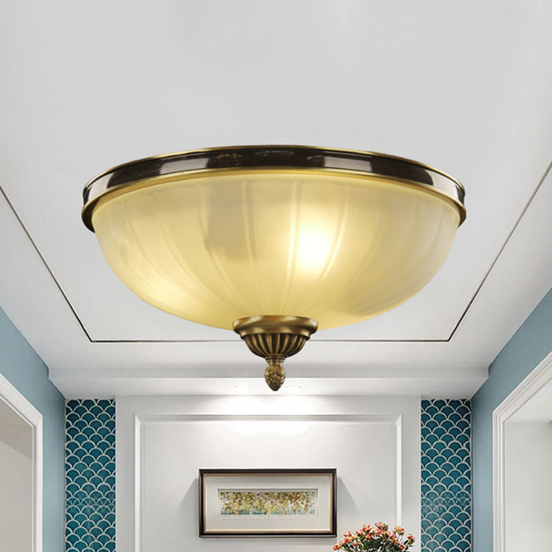2 Lights Prismatic Glass Flushmount Traditionalism Black and Gold Dome Foyer Ceiling Light