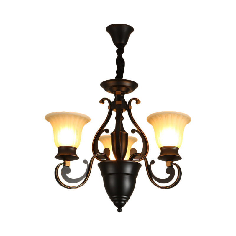 Lampadella nera a 3/5 luci a 5 luci a campana di vetro smerigliata anticato a forma di lampada appesa su/giù