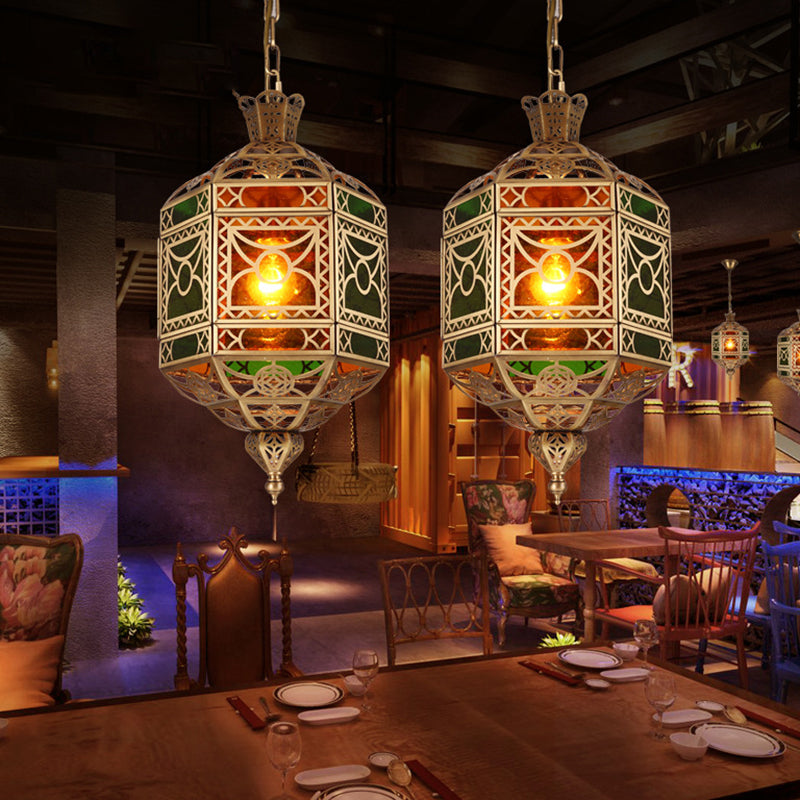 2-Bulb Ceiling Pendant Decorative Lantern Metallic Chandelier Light Fixture in Brass