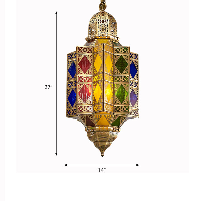 Metallic Messing Kronleuchter Leuchte Lanternform 3 Köpfe traditioneller Hängsanhänger für den Flur