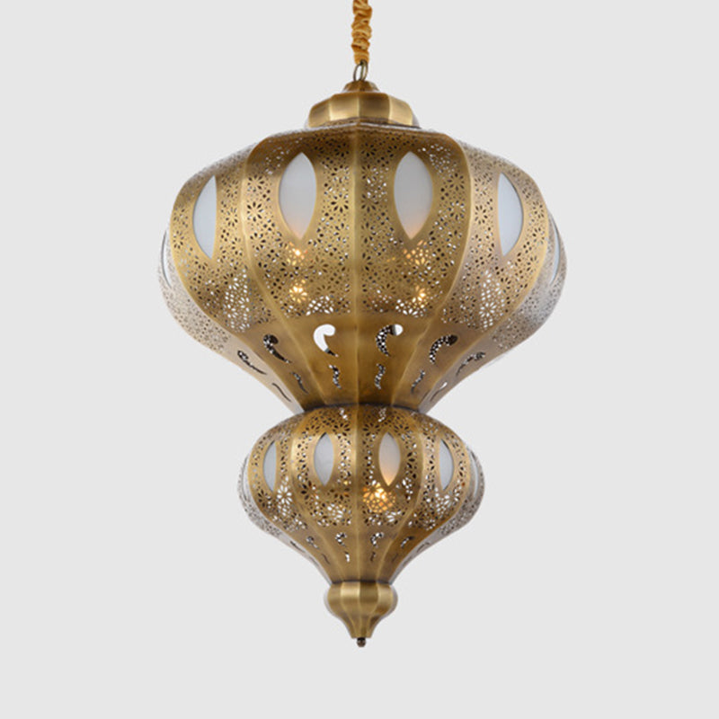 Brass 8 Heads Hanging Pendant Light Arab Meta Gourd Shape Chandelier Lighting Fixture