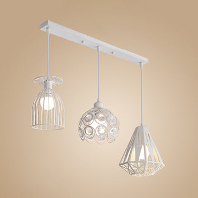 3 Lichter hängernde Leuchtdachbodenstil Käfig -Metalldecke mit unterschiedlichem Farbton in Schwarz/Weiß für das Restaurant
