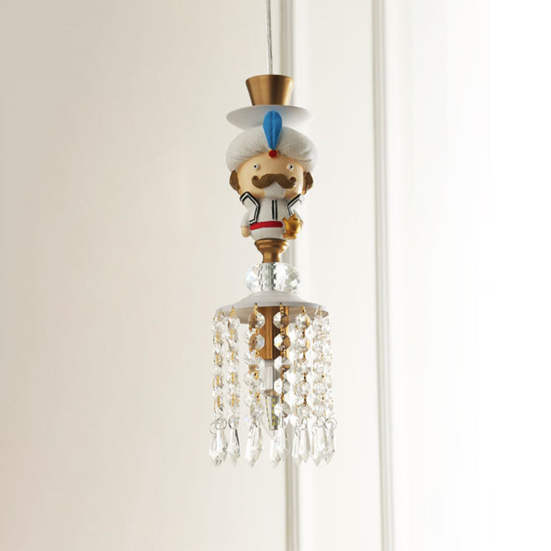 Puppet slaapkamer hangende lamp armatuur metaal 1/3 lichten moderne hangluchting in wit met kristallen druppel